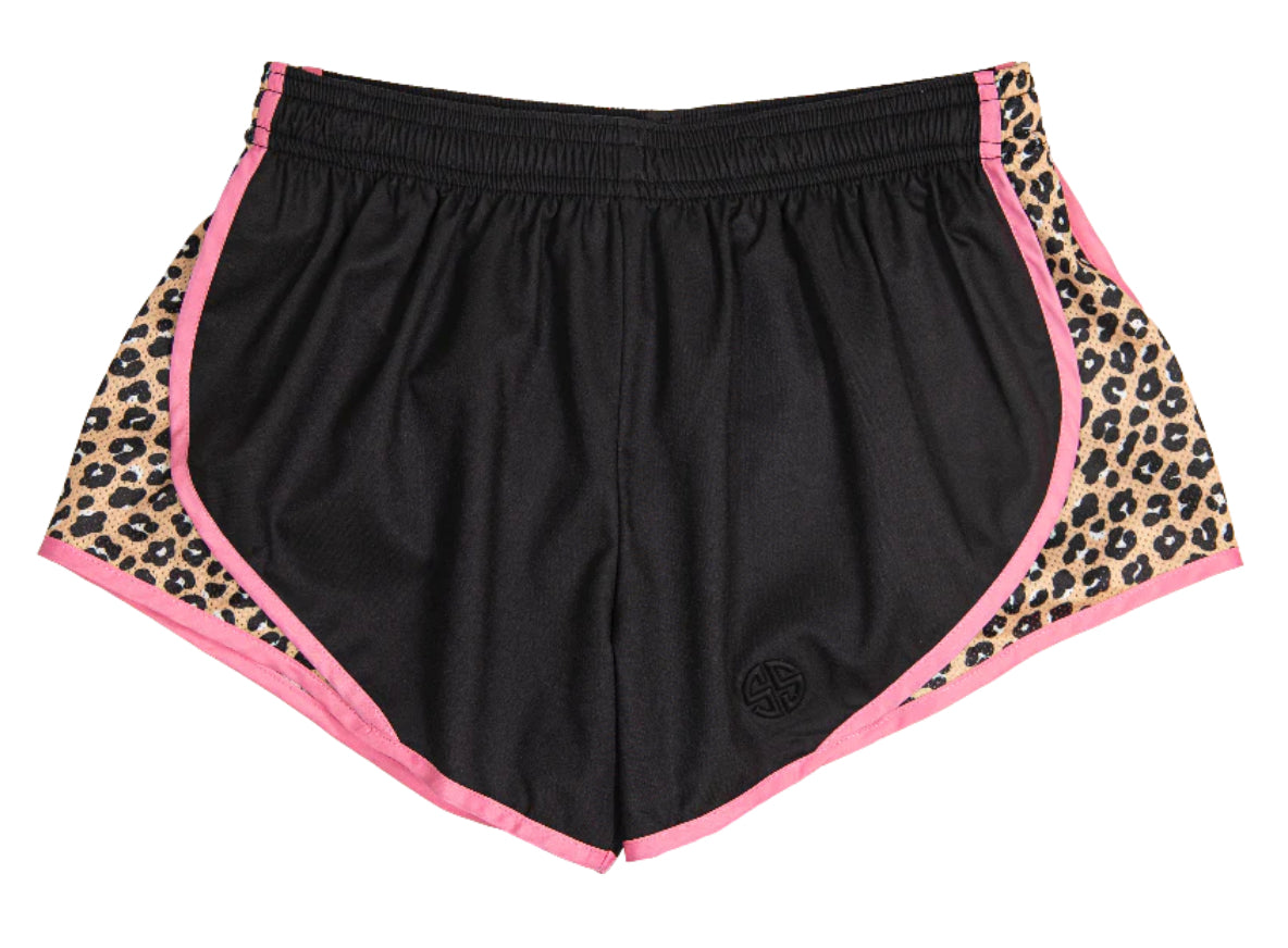 Simply Southern Black Leopard Running Shorts